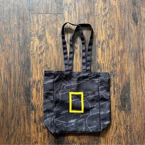 National Geographic Black Map Design Tote